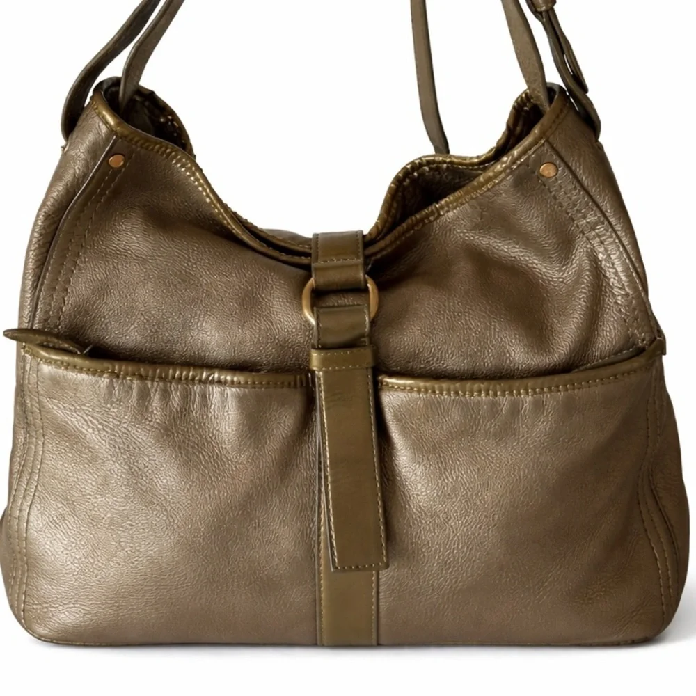Cole Haan Gold Metallic Leather shoulder Bag structured tote
